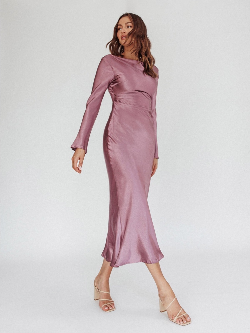 Grape Midi Satin Selfie Leslie Dress